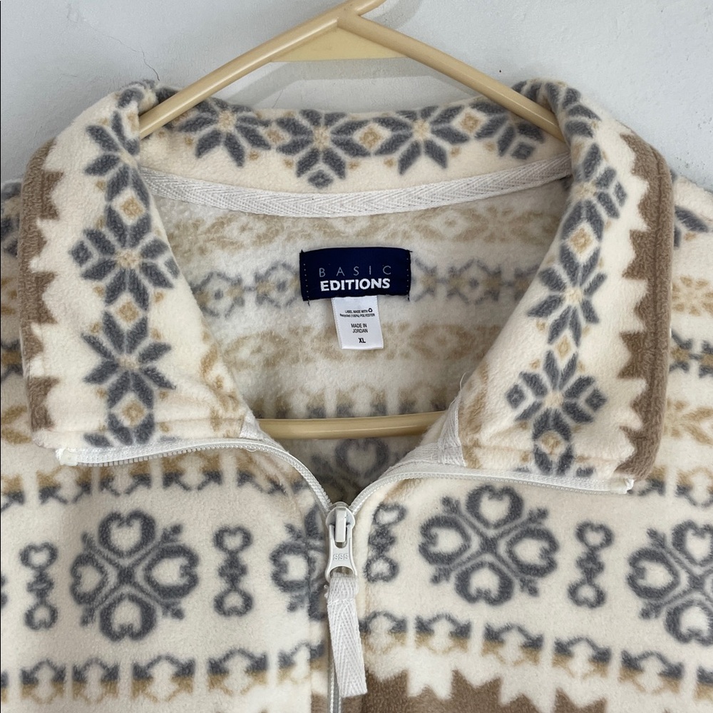 Basic Editions Fair-isle Patterned Fleece Shirt J… - image 4